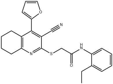 2-{[3-cyano-4-(2-furyl)-5,6,7,8-tetrahydro-2-quinolinyl]sulfanyl}-N-(2-ethylphenyl)acetamide Struktur