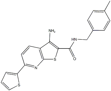 3-amino-N-[(4-methylphenyl)methyl]-6-thien-2-ylthieno[2,3-b]pyridine-2-carboxamide Struktur