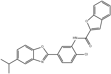 N-[2-chloro-5-(5-isopropyl-1,3-benzoxazol-2-yl)phenyl]-1-benzofuran-2-carboxamide Struktur