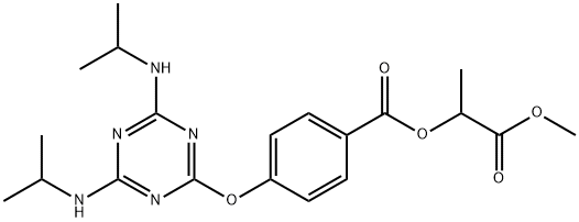 2-methoxy-1-methyl-2-oxoethyl 4-{[4,6-bis(isopropylamino)-1,3,5-triazin-2-yl]oxy}benzoate Struktur