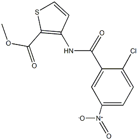 methyl 3-({2-chloro-5-nitrobenzoyl}amino)-2-thiophenecarboxylate Struktur