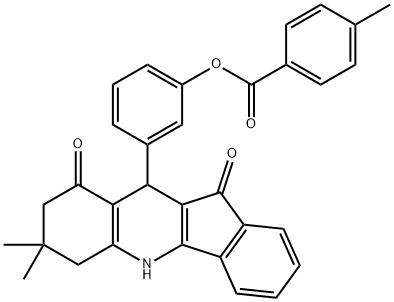 3-(7,7-dimethyl-9,11-dioxo-6,7,8,9,10,11-hexahydro-5H-indeno[1,2-b]quinolin-10-yl)phenyl 4-methylbenzoate Struktur