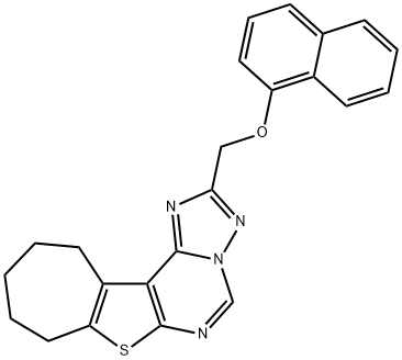 1-naphthyl 9,10,11,12-tetrahydro-8H-cyclohepta[4,5]thieno[3,2-e][1,2,4]triazolo[1,5-c]pyrimidin-2-ylmethyl ether Struktur