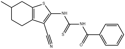 N-benzoyl-N'-(3-cyano-6-methyl-4,5,6,7-tetrahydro-1-benzothien-2-yl)thiourea Struktur