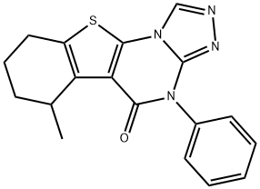 6-methyl-4-phenyl-6,7,8,9-tetrahydro[1]benzothieno[3,2-e][1,2,4]triazolo[4,3-a]pyrimidin-5(4H)-one Struktur