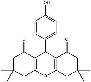 9-(4-hydroxyphenyl)-3,3,6,6-tetramethyl-3,4,5,6,7,9-hexahydro-1H-xanthene-1,8(2H)-dione Struktur