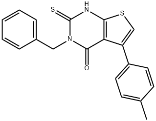 3-benzyl-5-(4-methylphenyl)-2-thioxo-2,3-dihydrothieno[2,3-d]pyrimidin-4(1H)-one Struktur