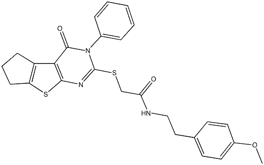 N-[2-(4-methoxyphenyl)ethyl]-2-[(4-oxo-3-phenyl-3,5,6,7-tetrahydro-4H-cyclopenta[4,5]thieno[2,3-d]pyrimidin-2-yl)sulfanyl]acetamide Struktur