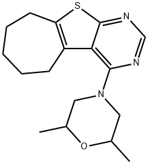 4-(2,6-dimethylmorpholin-4-yl)-6,7,8,9-tetrahydro-5H-cyclohepta[4,5]thieno[2,3-d]pyrimidine Struktur