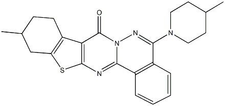 11-methyl-5-(4-methylpiperidin-1-yl)-9,10,11,12-tetrahydro-8H-[1]benzothieno[2',3':4,5]pyrimido[2,1-a]phthalazin-8-one Struktur