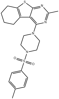 2-methyl-4-{4-[(4-methylphenyl)sulfonyl]-1-piperazinyl}-5,6,7,8-tetrahydro[1]benzothieno[2,3-d]pyrimidine Struktur