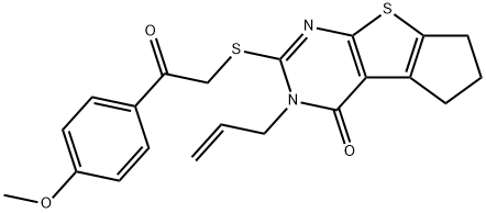 3-allyl-2-{[2-(4-methoxyphenyl)-2-oxoethyl]sulfanyl}-3,5,6,7-tetrahydro-4H-cyclopenta[4,5]thieno[2,3-d]pyrimidin-4-one Struktur