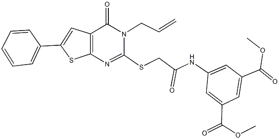 dimethyl 5-({[(3-allyl-4-oxo-6-phenyl-3,4-dihydrothieno[2,3-d]pyrimidin-2-yl)sulfanyl]acetyl}amino)isophthalate Struktur