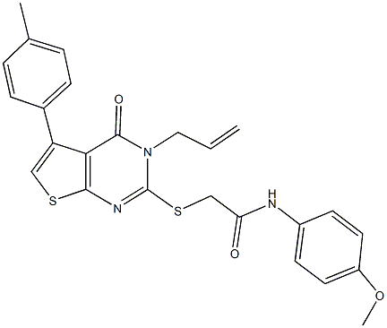 2-{[3-allyl-5-(4-methylphenyl)-4-oxo-3,4-dihydrothieno[2,3-d]pyrimidin-2-yl]sulfanyl}-N-(4-methoxyphenyl)acetamide Struktur