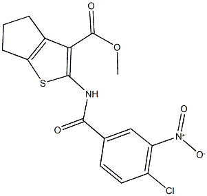 methyl 2-({4-chloro-3-nitrobenzoyl}amino)-5,6-dihydro-4H-cyclopenta[b]thiophene-3-carboxylate Struktur