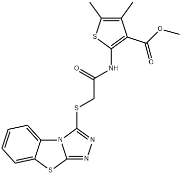 methyl 4,5-dimethyl-2-{[([1,2,4]triazolo[3,4-b][1,3]benzothiazol-3-ylsulfanyl)acetyl]amino}-3-thiophenecarboxylate Struktur