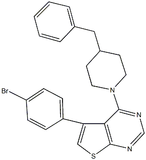 4-(4-benzylpiperidin-1-yl)-5-(4-bromophenyl)thieno[2,3-d]pyrimidine Struktur