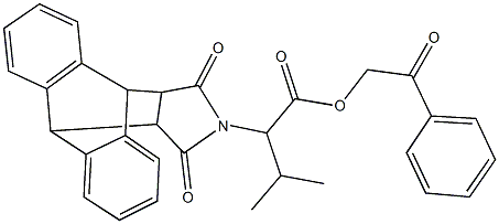 2-oxo-2-phenylethyl 2-(16,18-dioxo-17-azapentacyclo[6.6.5.0~2,7~.0~9,14~.0~15,19~]nonadeca-2,4,6,9,11,13-hexaen-17-yl)-3-methylbutanoate Struktur