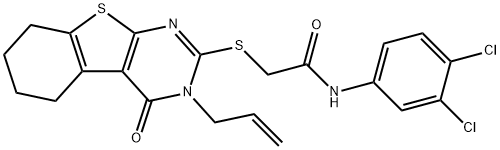 2-[(3-allyl-4-oxo-3,4,5,6,7,8-hexahydro[1]benzothieno[2,3-d]pyrimidin-2-yl)sulfanyl]-N-(3,4-dichlorophenyl)acetamide Struktur