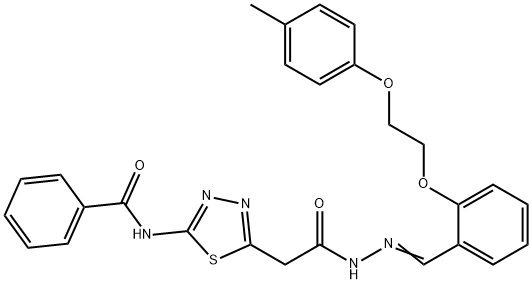 N-{5-[2-(2-{2-[2-(4-methylphenoxy)ethoxy]benzylidene}hydrazino)-2-oxoethyl]-1,3,4-thiadiazol-2-yl}benzamide Struktur