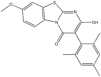 2-hydroxy-3-mesityl-8-methoxy-4H-pyrimido[2,1-b][1,3]benzothiazol-4-one Struktur