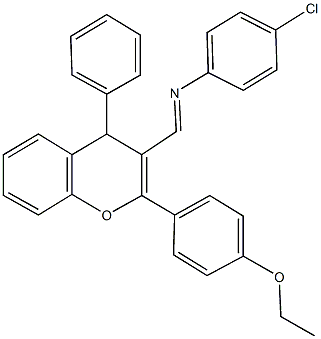 N-(4-chlorophenyl)-N-{[2-(4-ethoxyphenyl)-4-phenyl-4H-chromen-3-yl]methylene}amine Struktur