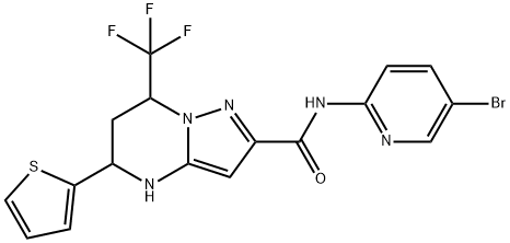 N-(5-bromo-2-pyridinyl)-5-(2-thienyl)-7-(trifluoromethyl)-4,5,6,7-tetrahydropyrazolo[1,5-a]pyrimidine-2-carboxamide Struktur