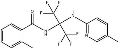 2-methyl-N-[2,2,2-trifluoro-1-[(5-methyl-2-pyridinyl)amino]-1-(trifluoromethyl)ethyl]benzamide Struktur