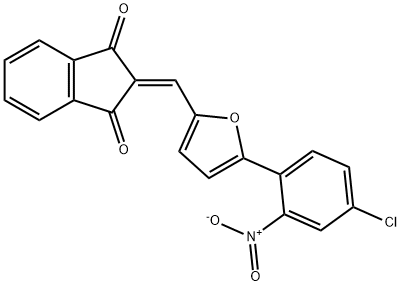 2-[(5-{4-chloro-2-nitrophenyl}-2-furyl)methylene]-1H-indene-1,3(2H)-dione Struktur