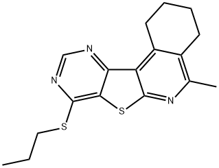 5-methyl-8-(propylsulfanyl)-1,2,3,4-tetrahydropyrimido[4',5':4,5]thieno[2,3-c]isoquinoline Struktur