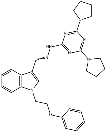 1-(2-phenoxyethyl)-1H-indole-3-carbaldehyde [4,6-di(1-pyrrolidinyl)-1,3,5-triazin-2-yl]hydrazone Struktur