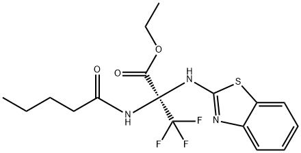 ethyl 2-(1,3-benzothiazol-2-ylamino)-3,3,3-trifluoro-2-(pentanoylamino)propanoate Struktur