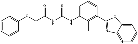 N-(2-methyl-3-[1,3]oxazolo[4,5-b]pyridin-2-ylphenyl)-N'-(phenoxyacetyl)thiourea Struktur