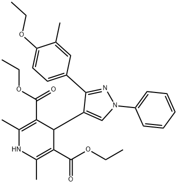 diethyl 4-[3-(4-ethoxy-3-methylphenyl)-1-phenyl-1H-pyrazol-4-yl]-2,6-dimethyl-1,4-dihydro-3,5-pyridinedicarboxylate Struktur