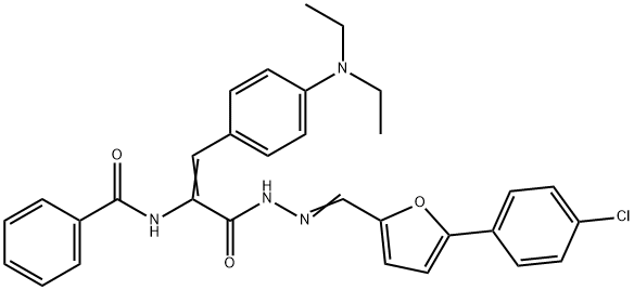 N-{1-[(2-{[5-(4-chlorophenyl)-2-furyl]methylene}hydrazino)carbonyl]-2-[4-(diethylamino)phenyl]vinyl}benzamide Struktur