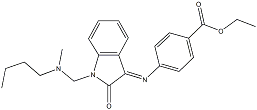 ethyl 4-[(1-{[butyl(methyl)amino]methyl}-2-oxo-1,2-dihydro-3H-indol-3-ylidene)amino]benzoate Struktur