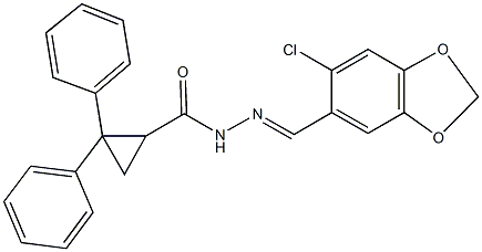 N'-[(6-chloro-1,3-benzodioxol-5-yl)methylene]-2,2-diphenylcyclopropanecarbohydrazide Struktur