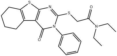 N,N-diethyl-2-[(4-oxo-3-phenyl-3,4,5,6,7,8-hexahydro[1]benzothieno[2,3-d]pyrimidin-2-yl)sulfanyl]acetamide Struktur