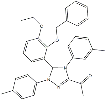 1-[5-[2-(benzyloxy)-3-ethoxyphenyl]-4-(3-methylphenyl)-1-(4-methylphenyl)-4,5-dihydro-1H-1,2,4-triazol-3-yl]ethanone Struktur