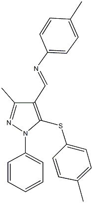 4-methyl-N-({3-methyl-5-[(4-methylphenyl)sulfanyl]-1-phenyl-1H-pyrazol-4-yl}methylene)aniline Struktur