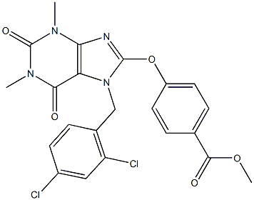 methyl 4-{[7-(2,4-dichlorobenzyl)-1,3-dimethyl-2,6-dioxo-2,3,6,7-tetrahydro-1H-purin-8-yl]oxy}benzoate Struktur