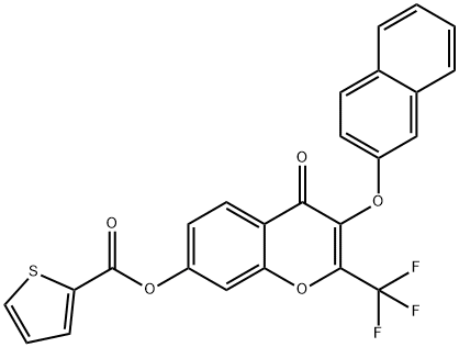 3-(2-naphthyloxy)-4-oxo-2-(trifluoromethyl)-4H-chromen-7-yl 2-thiophenecarboxylate Struktur