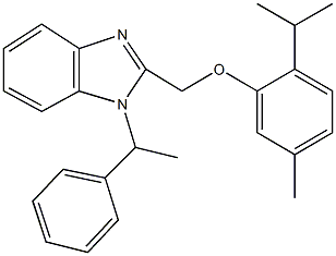 2-[(2-isopropyl-5-methylphenoxy)methyl]-1-(1-phenylethyl)-1H-benzimidazole Struktur