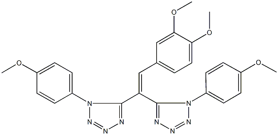 5-{2-(3,4-dimethoxyphenyl)-1-[1-(4-methoxyphenyl)-1H-tetraazol-5-yl]vinyl}-1-(4-methoxyphenyl)-1H-tetraazole Struktur