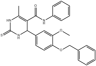 4-[4-(benzyloxy)-3-methoxyphenyl]-6-methyl-N-phenyl-2-thioxo-1,2,3,4-tetrahydropyrimidine-5-carboxamide Struktur