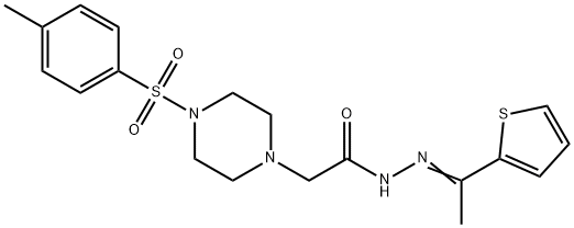 2-{4-[(4-methylphenyl)sulfonyl]-1-piperazinyl}-N'-[1-(2-thienyl)ethylidene]acetohydrazide Struktur