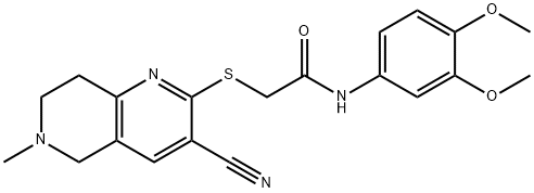 2-[(3-cyano-6-methyl-5,6,7,8-tetrahydro[1,6]naphthyridin-2-yl)sulfanyl]-N-(3,4-dimethoxyphenyl)acetamide Struktur