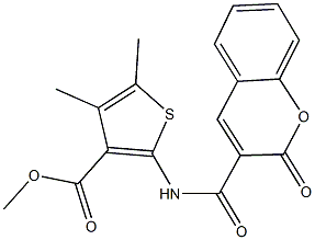 methyl 4,5-dimethyl-2-{[(2-oxo-2H-chromen-3-yl)carbonyl]amino}-3-thiophenecarboxylate Struktur