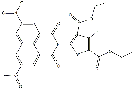 diethyl 5-(5,8-bisnitro-1,3-dioxo-1H-benzo[de]isoquinolin-2(3H)-yl)-3-methylthiophene-2,4-dicarboxylate Struktur