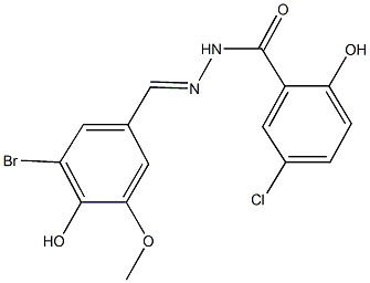 N'-(3-bromo-4-hydroxy-5-methoxybenzylidene)-5-chloro-2-hydroxybenzohydrazide Struktur